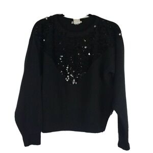 D.D.‎ Sloane Vintage Black Sequin Lambswool Angora Blend Sweater Womens Medium